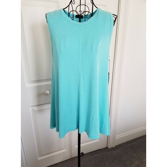 H by Bordeaux Women's Basic Rib Swing Tank Top Calypso Aqua Size (M) - Picture 1 of 8